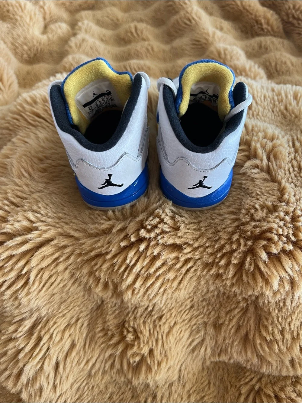 Jordan Kids White Blue Yellow Low-Top Sneakers